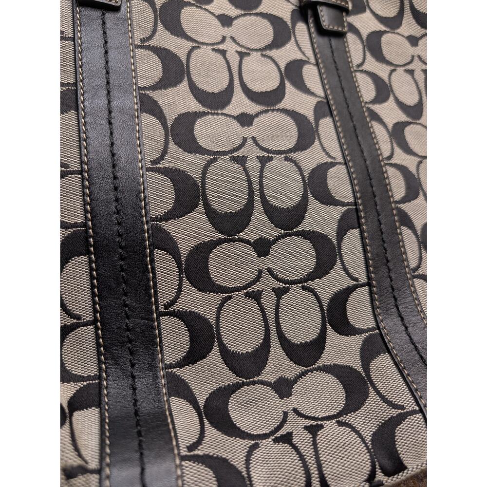Coach Hamptons Signature F12645 Jacquard Tote Bag Black/Gray Preppy Shoulder - Picture 3 of 8